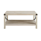 40" Rustic Coffee Table with X-Metal Accents and Storage Shelf