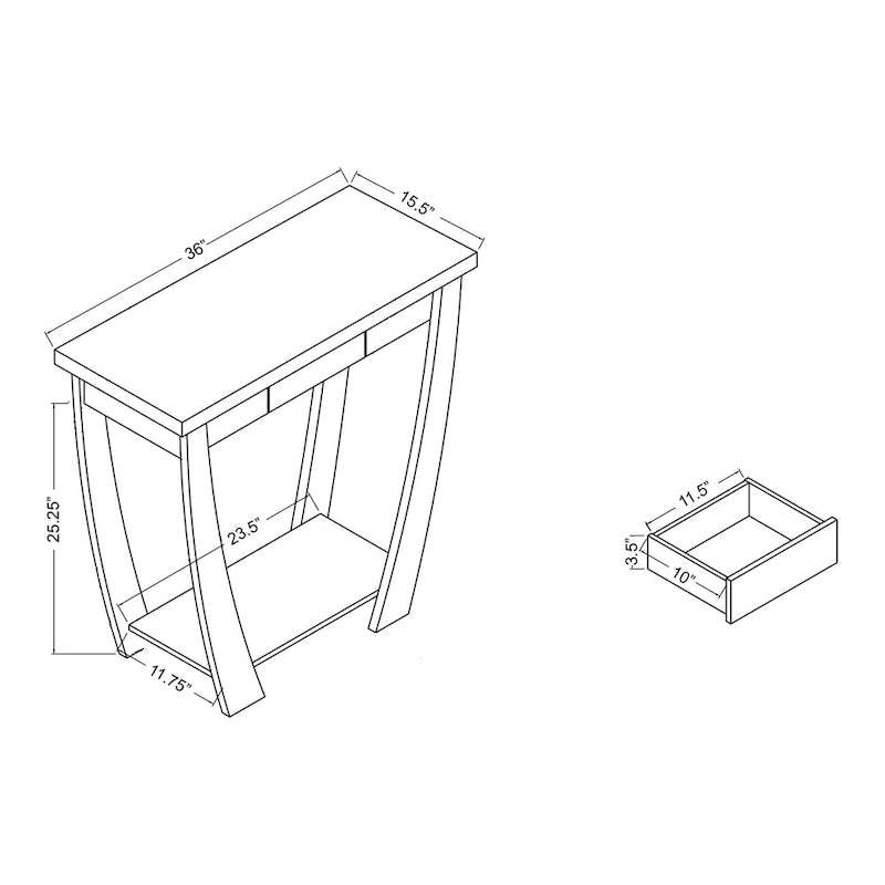 Modern Console Table with Drawer and Shelf - 36 inch