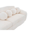 84.4  Corduroy 3-Seater Sofa with Solid Wood Frame, Comfortable Cushions