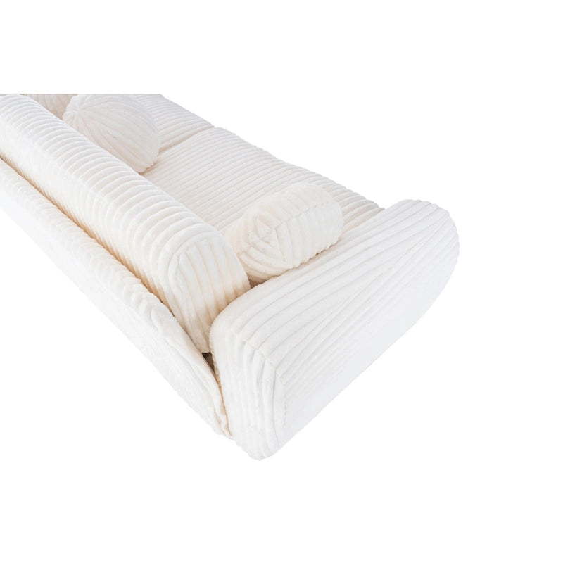 84.4  Corduroy 3-Seater Sofa with Solid Wood Frame, Comfortable Cushions