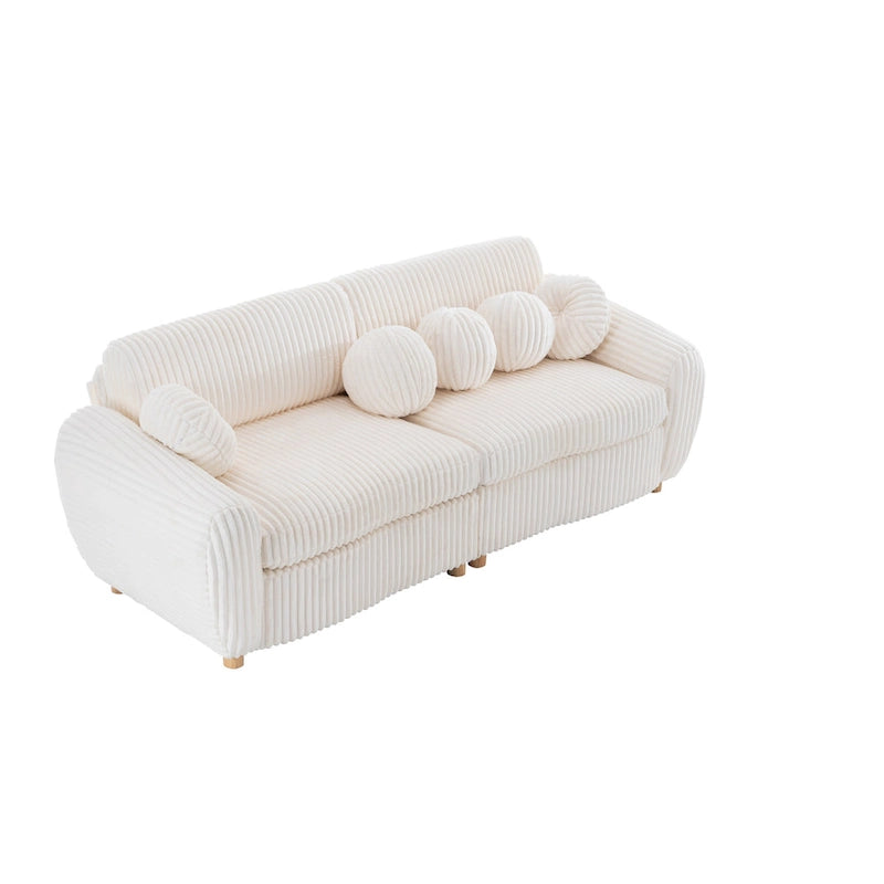 84.4  Corduroy 3-Seater Sofa with Solid Wood Frame, Comfortable Cushions