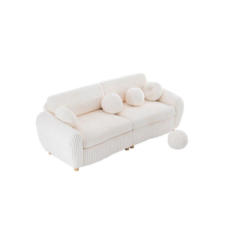 84.4  Corduroy 3-Seater Sofa with Solid Wood Frame, Comfortable Cushions