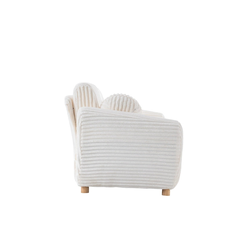 84.4  Corduroy 3-Seater Sofa with Solid Wood Frame, Comfortable Cushions