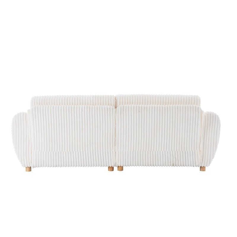 84.4  Corduroy 3-Seater Sofa with Solid Wood Frame, Comfortable Cushions