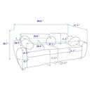 84.4  Corduroy 3-Seater Sofa with Solid Wood Frame, Comfortable Cushions