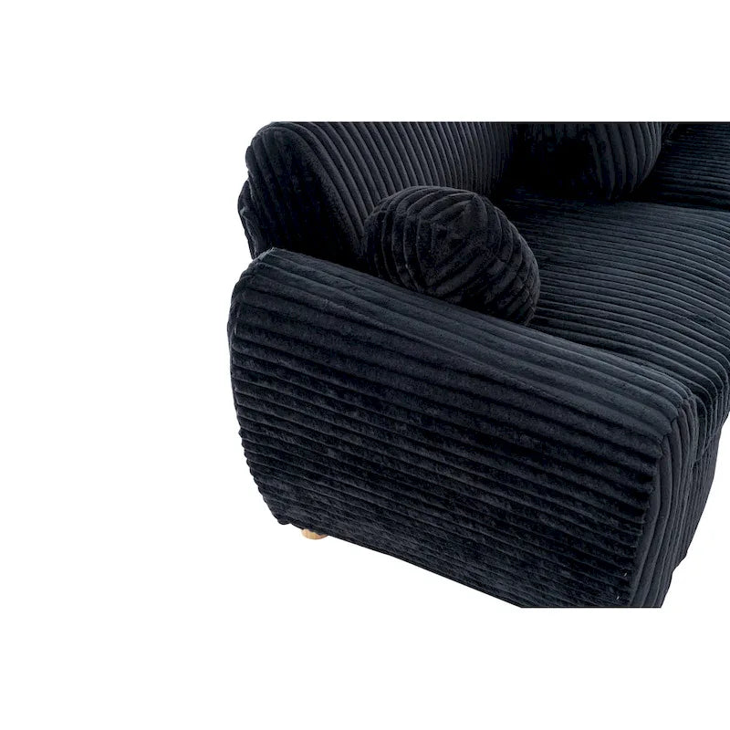 84.4  Corduroy 3-Seater Sofa with Solid Wood Frame, Comfortable Cushions