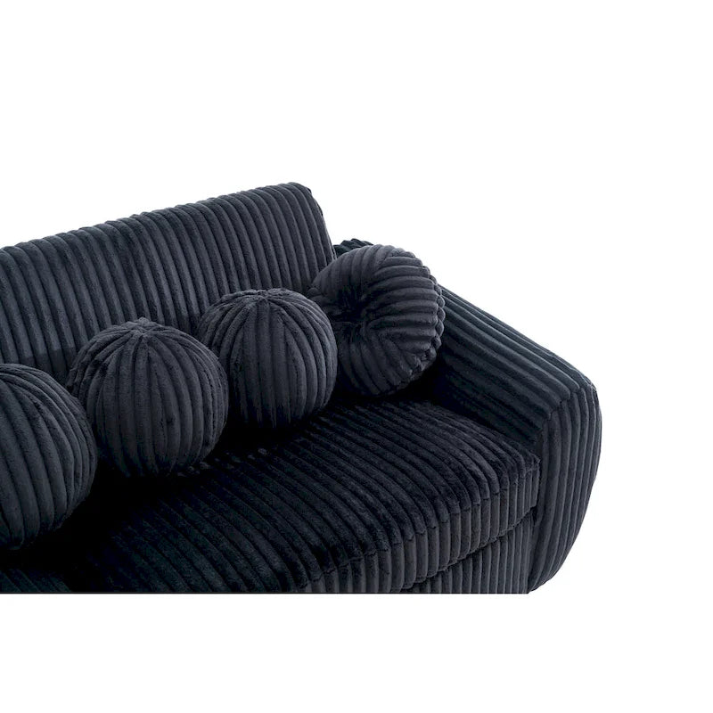 84.4  Corduroy 3-Seater Sofa with Solid Wood Frame, Comfortable Cushions