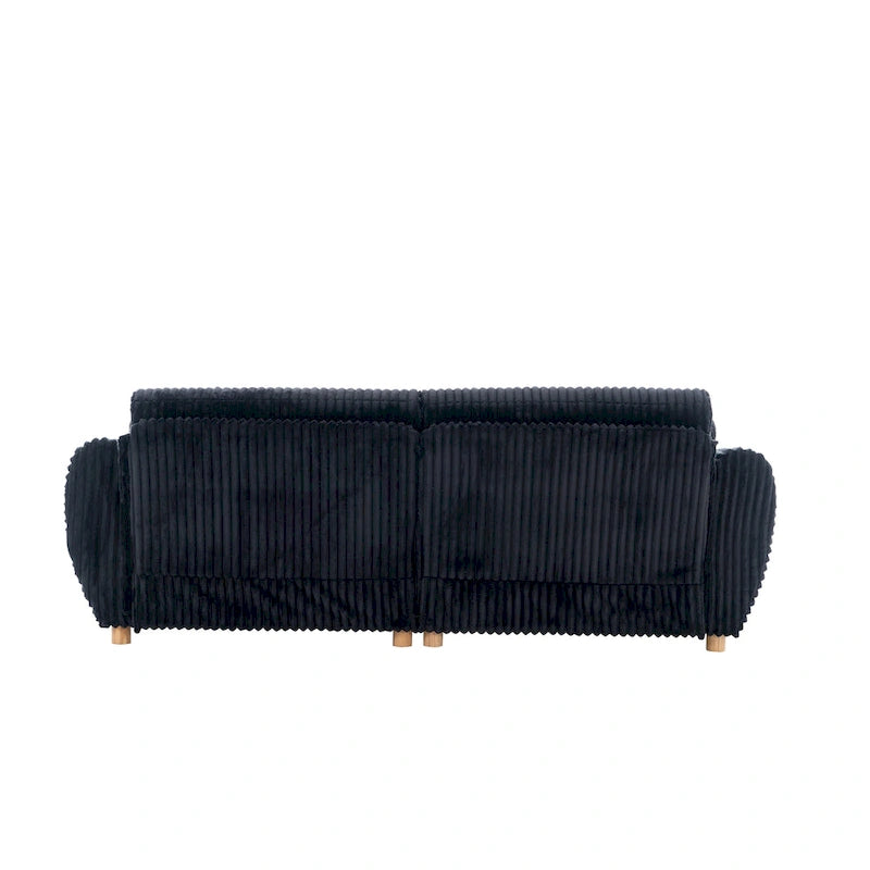 84.4  Corduroy 3-Seater Sofa with Solid Wood Frame, Comfortable Cushions