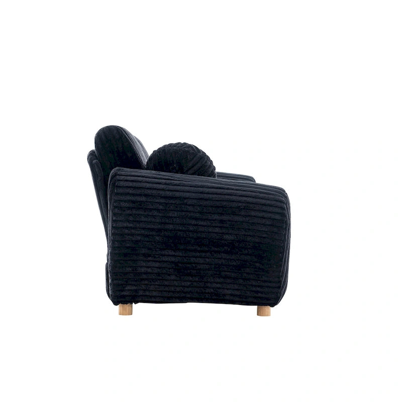 84.4  Corduroy 3-Seater Sofa with Solid Wood Frame, Comfortable Cushions