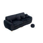 84.4  Corduroy 3-Seater Sofa with Solid Wood Frame, Comfortable Cushions