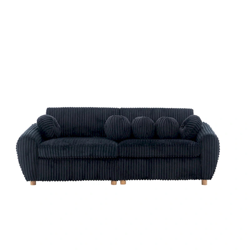 84.4  Corduroy 3-Seater Sofa with Solid Wood Frame, Comfortable Cushions