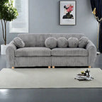 84.4  Corduroy 3-Seater Sofa with Solid Wood Frame, Comfortable Cushions