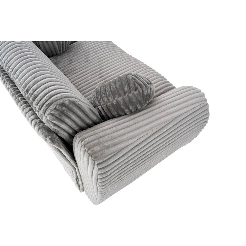 84.4  Corduroy 3-Seater Sofa with Solid Wood Frame, Comfortable Cushions
