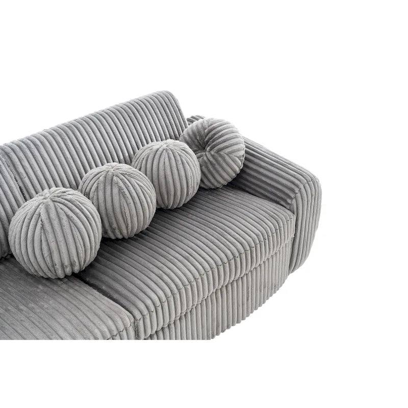 84.4  Corduroy 3-Seater Sofa with Solid Wood Frame, Comfortable Cushions