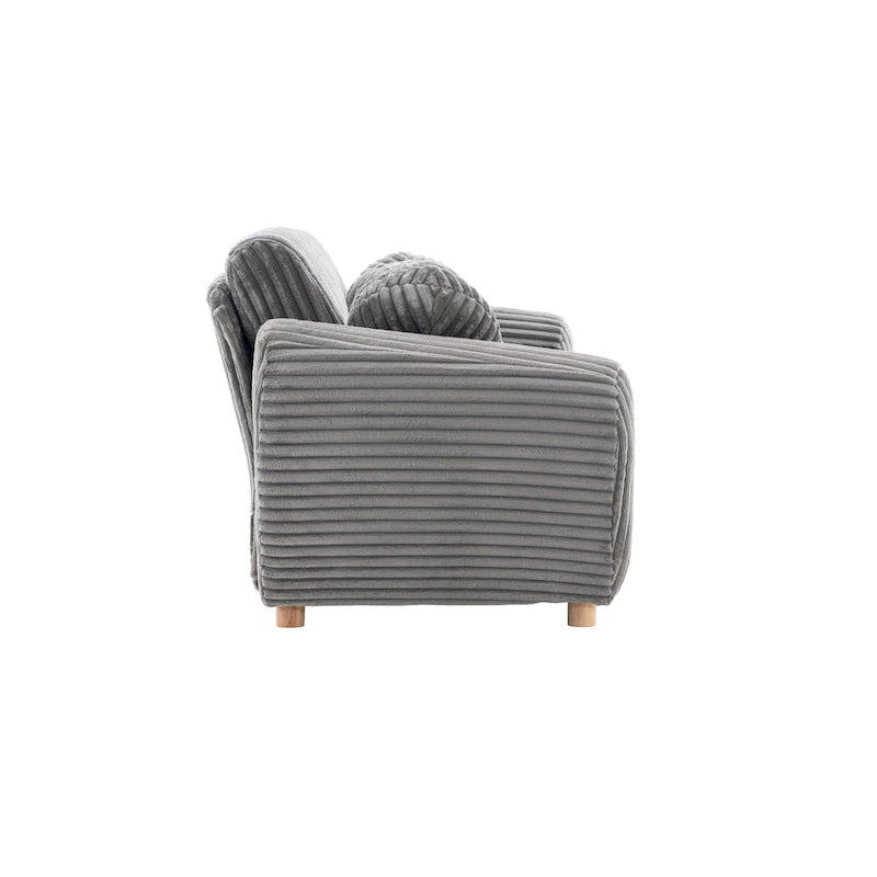 84.4  Corduroy 3-Seater Sofa with Solid Wood Frame, Comfortable Cushions