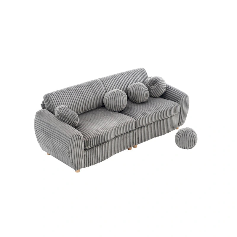 84.4  Corduroy 3-Seater Sofa with Solid Wood Frame, Comfortable Cushions
