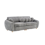 84.4  Corduroy 3-Seater Sofa with Solid Wood Frame, Comfortable Cushions