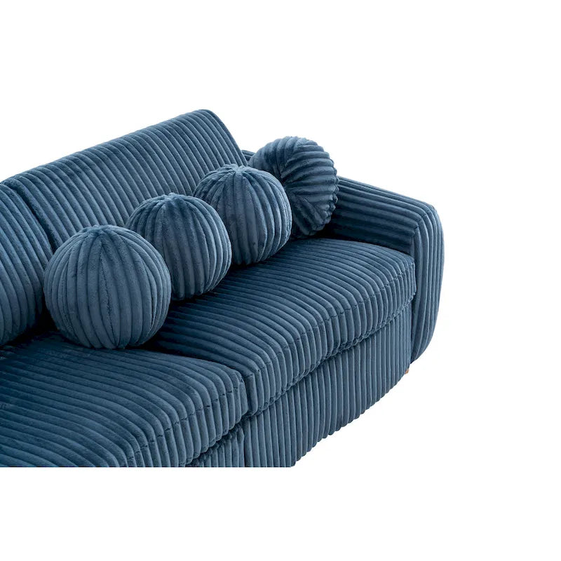 84.4  Corduroy 3-Seater Sofa with Solid Wood Frame, Comfortable Cushions