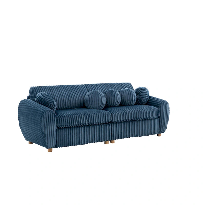84.4  Corduroy 3-Seater Sofa with Solid Wood Frame, Comfortable Cushions