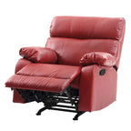 Faux Leather Upholstered Reclining Chair with Padded Arms - 39  - Red