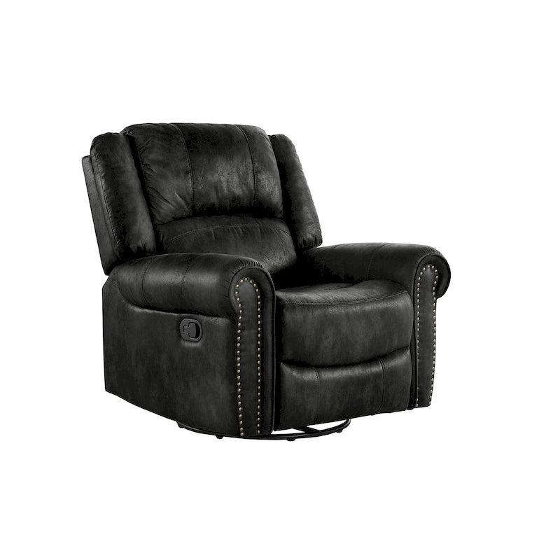 Polished microfiber rivet rotating gliding lounge chair