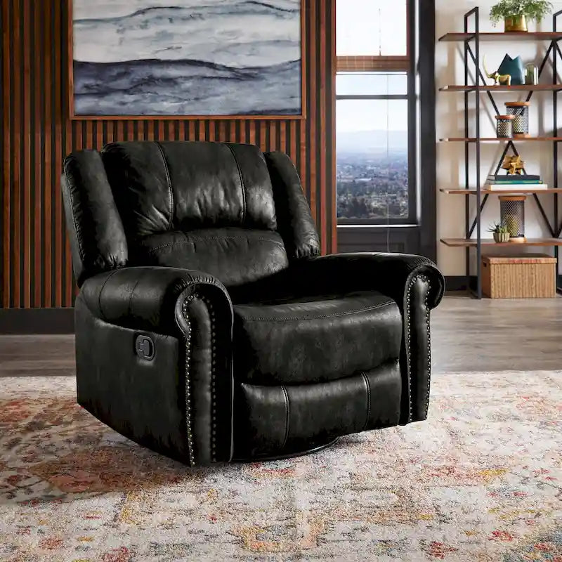 Polished microfiber rivet rotating gliding lounge chair