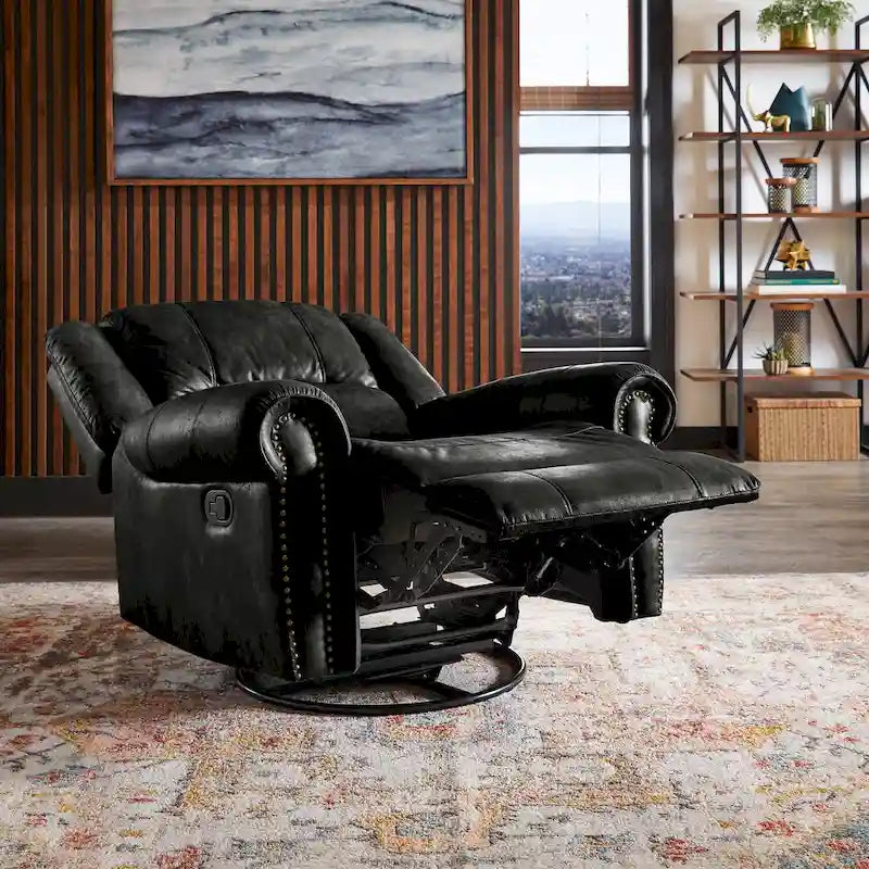 Polished microfiber rivet rotating gliding lounge chair