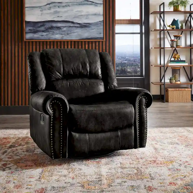 Polished microfiber rivet rotating gliding lounge chair