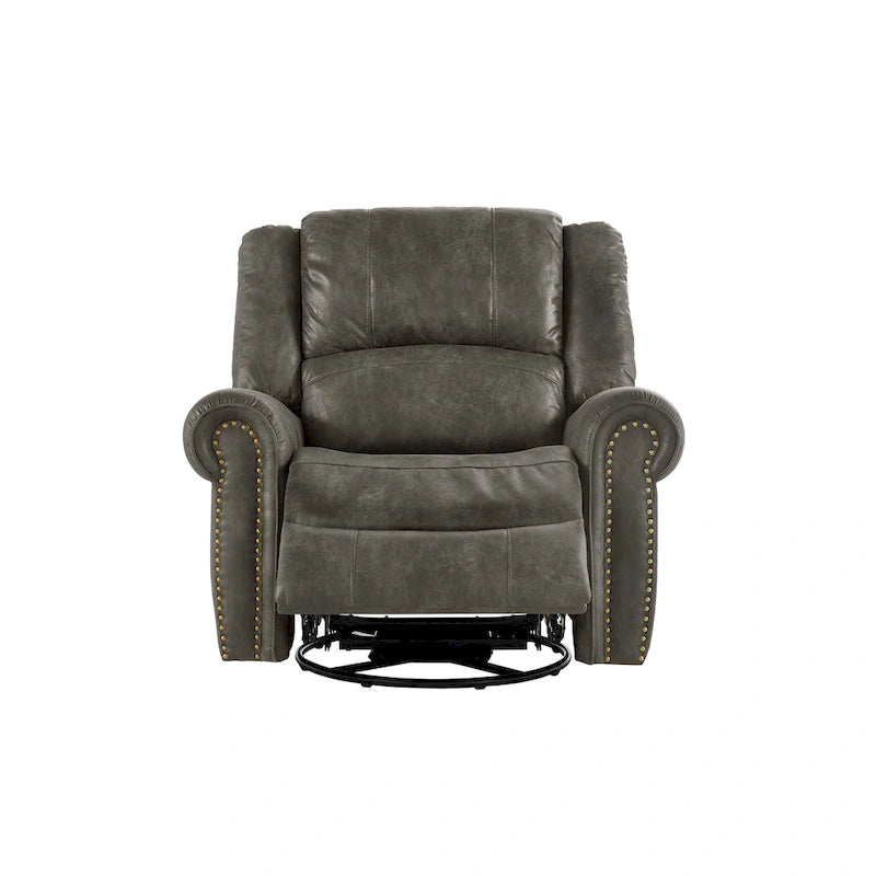 Polished microfiber rivet rotating gliding lounge chair