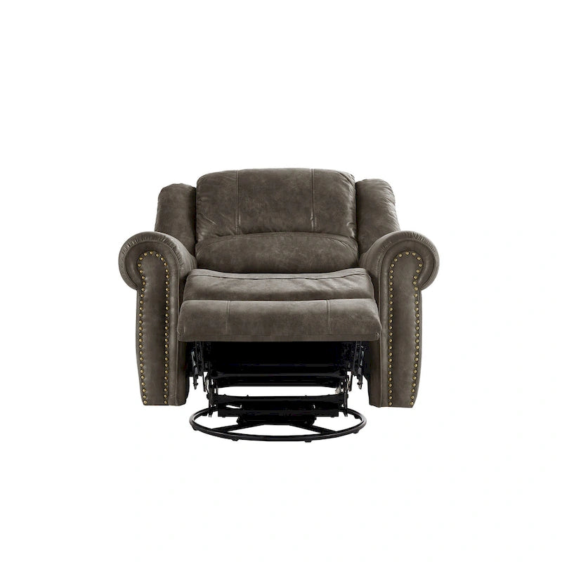 Polished microfiber rivet rotating gliding lounge chair
