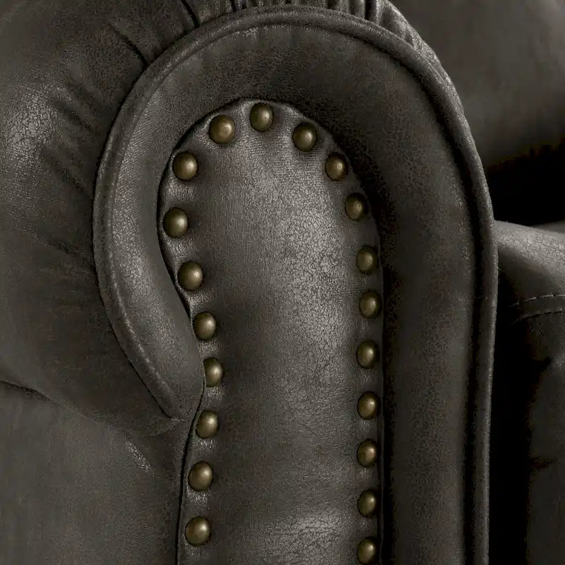 Polished microfiber rivet rotating gliding lounge chair