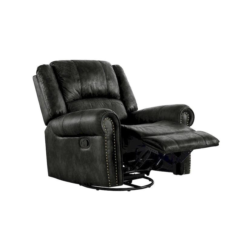 Polished microfiber rivet rotating gliding lounge chair