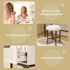 Makeup Vanity Desk with Hollywood Mirror & Lights 3-Color - See Details