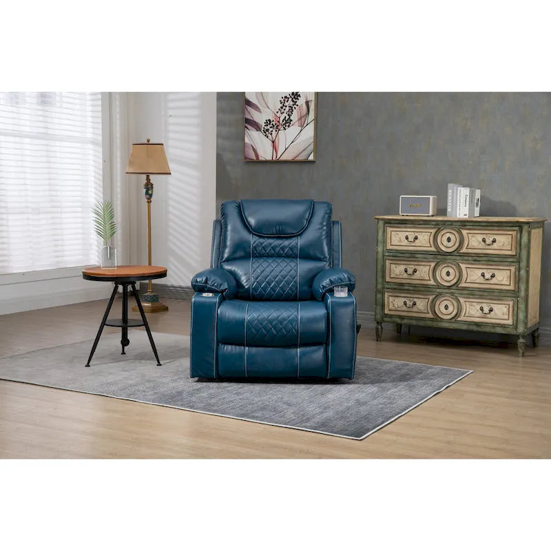 Brown PU Leather Power Lift Recliner with Massage and Heating - 400 lbs Capacity