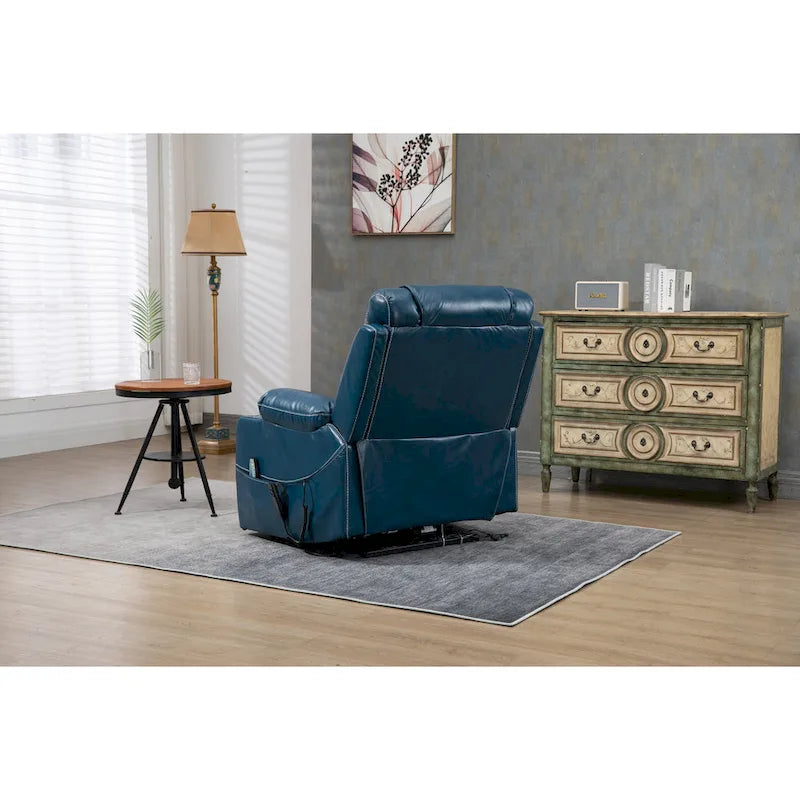 Brown PU Leather Power Lift Recliner with Massage and Heating - 400 lbs Capacity