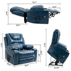 Brown PU Leather Power Lift Recliner with Massage and Heating - 400 lbs Capacity