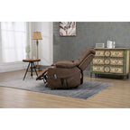 Brown PU Leather Power Lift Recliner with Massage and Heating - 400 lbs Capacity