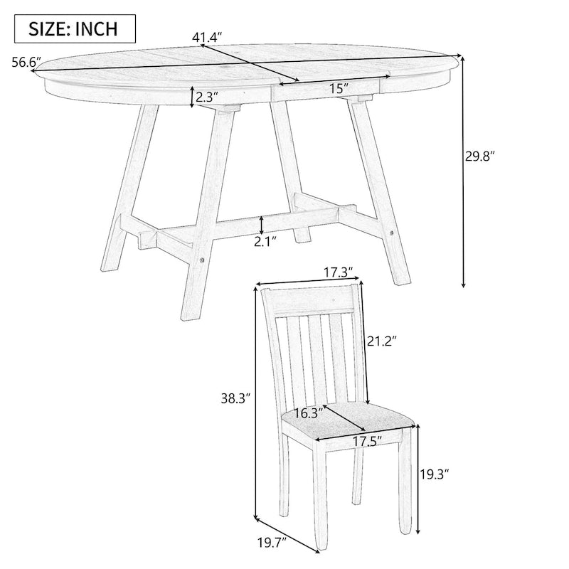 Gray Round Extendable Dining Set for 4