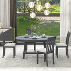 Gray Round Extendable Dining Set for 4