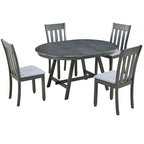 Gray Round Extendable Dining Set for 4