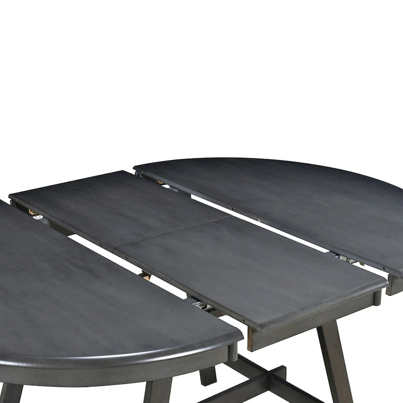 Gray Round Extendable Dining Set for 4
