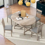 Gray Round Extendable Dining Set for 4