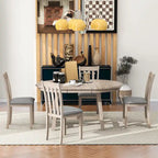 Gray Round Extendable Dining Set for 4