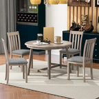Gray Round Extendable Dining Set for 4