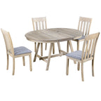 Gray Round Extendable Dining Set for 4