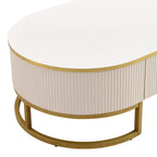 47.2  Modern Coffee Table with Gold Metal Decor and Integrated Drawers