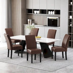 Button-Tufted Upholstered Dining Chairs, Set of 6, Mid-Century Modern Faux Leather