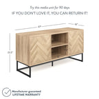 47" Herringbone Wood TV Stand with Storage - Rustic Brown