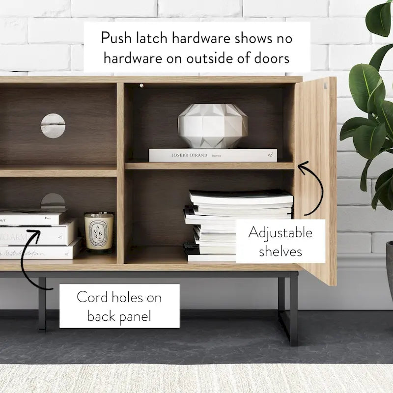 47" Herringbone Wood TV Stand with Storage - Rustic Brown