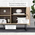 47" Herringbone Wood TV Stand with Storage - Rustic Brown